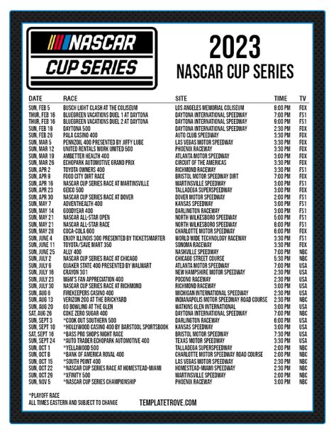 Yesterday NASCAR announced that the Clash NASCARs prelude event to the . . Nascar schedule 2023 printable